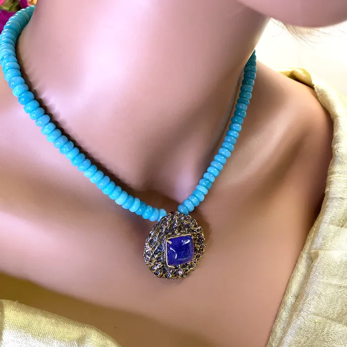 Elisa Ilana Necklaces Floral Collection Amazonite and Tanzanite Necklace Elisa Ilana Necklaces Floral Collection Amazonite and Tanzanite Necklace