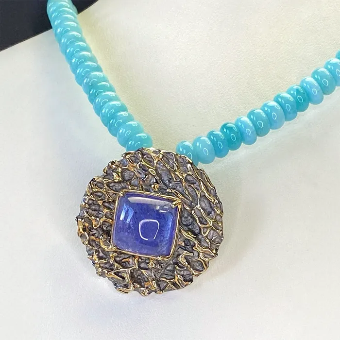 Elisa Ilana Necklaces Floral Collection Amazonite and Tanzanite Necklace Elisa Ilana Necklaces Floral Collection Amazonite and Tanzanite Necklace