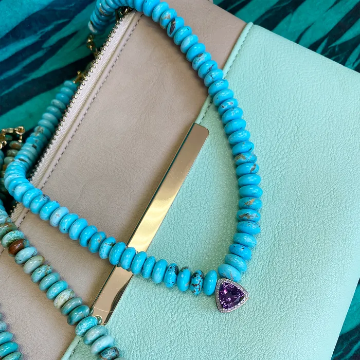 Elisa Ilana Turquoise Necklace with Amethyst Pendant Necklaces
