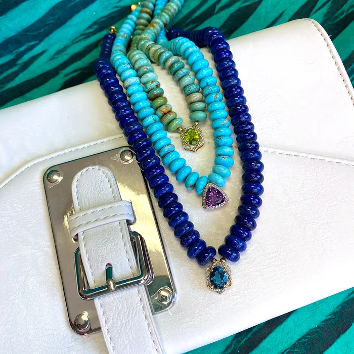 Elisa Ilana Turquoise Necklace with Amethyst Pendant Necklaces Elisa Ilana Turquoise Necklace with Amethyst Pendant Necklaces