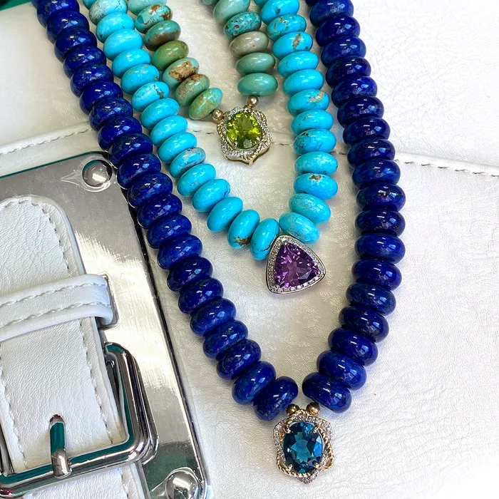 Elisa Ilana Turquoise Necklace with Amethyst Pendant Necklaces Elisa Ilana Turquoise Necklace with Amethyst Pendant Necklaces
