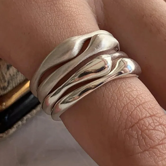 Emily Amey Jewelry Rings Single Nestle Stacker band in Sterling Silver
