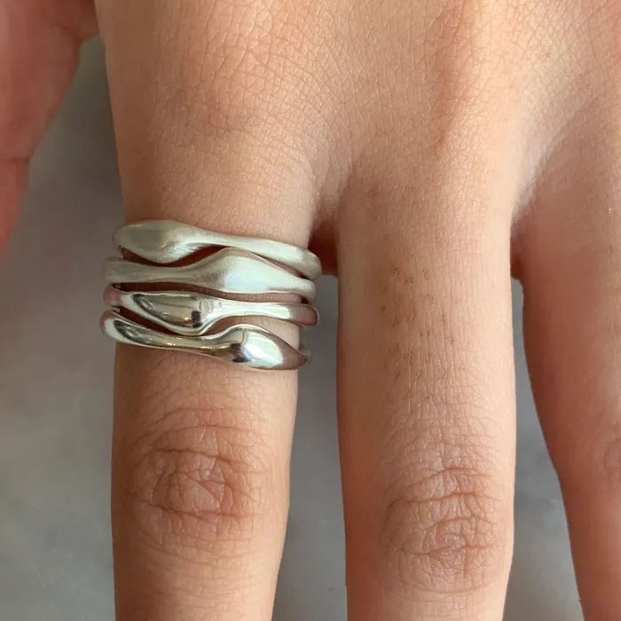Emily Amey Jewelry Rings Single Nestle Stacker band in Sterling Silver
