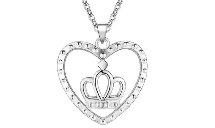 Fashion Silver Plated Heart Crown Style Pendant Necklace sparklingselections Necklaces Fashion Silver Plated Heart Crown Style Pendant Necklace sparklingselections Necklaces