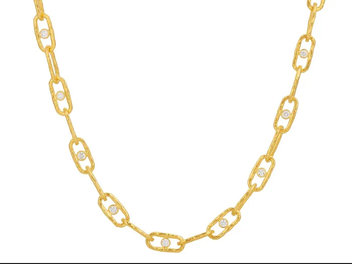 GG GOLD CLS Necklaces GURHAN Hoopla Gold Diamond Link Short Necklace 12x4mm Oval Links with Center Stone GG GOLD CLS Necklaces GURHAN Hoopla Gold Diamond Link Short Necklace 12x4mm Oval Links with Center Stone