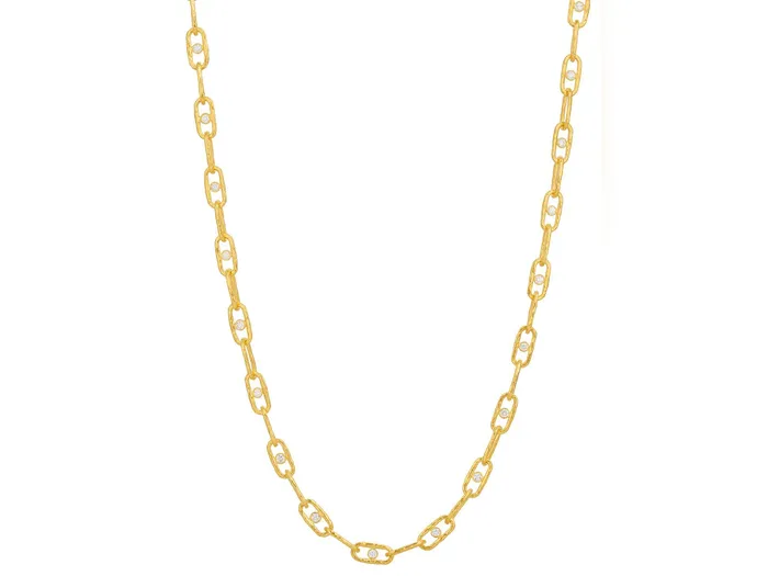 GG GOLD CLS Necklaces GURHAN Hoopla Gold Diamond Link Short Necklace 12x4mm Oval Links with Center Stone GG GOLD CLS Necklaces GURHAN Hoopla Gold Diamond Link Short Necklace 12x4mm Oval Links with Center Stone