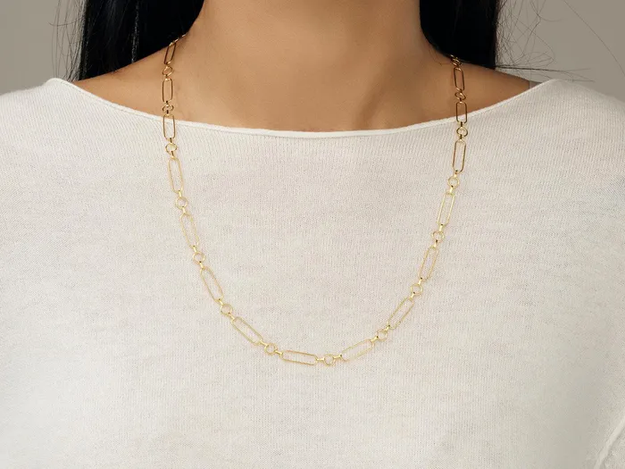 GG GOLD CLS Necklaces GURHAN Hoopla Gold Link Short Necklace Mixed Oval and Round Chain GG GOLD CLS Necklaces GURHAN Hoopla Gold Link Short Necklace Mixed Oval and Round Chain