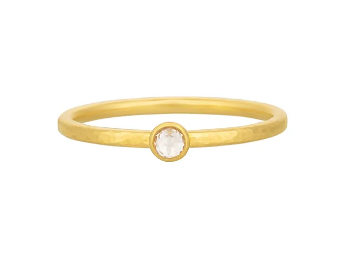 GG GOLD OOAK GURHAN Prism Gold Diamond Stacking Ring 3mm Round Stone Rings