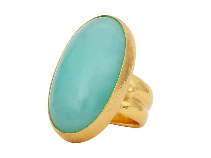 GG GOLD OOAK Rings GURHAN Rune Gold Chrysoprase Cocktail Ring 40x22mm Oval GG GOLD OOAK Rings GURHAN Rune Gold Chrysoprase Cocktail Ring 40x22mm Oval