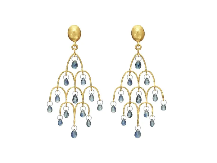 GG GOLD TRAD Earrings GURHAN Dew Gold Sapphire Chandelier Drop Earrings Small Briolettes GG GOLD TRAD Earrings GURHAN Dew Gold Sapphire Chandelier Drop Earrings Small Briolettes