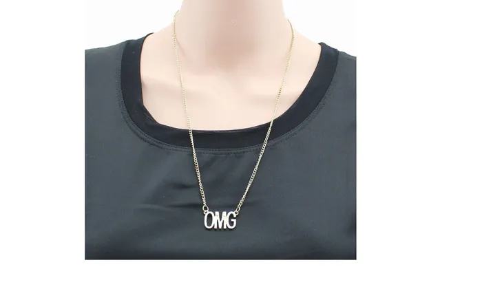 Gold OMG Pendant Necklace sparklingselections Necklaces