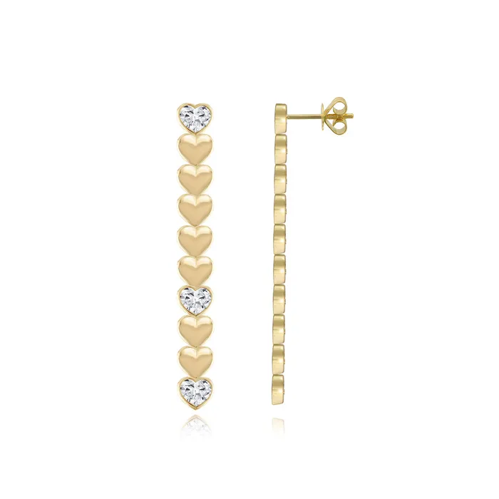 Golden Heart Three Diamond Earrings SG Fine Earrings