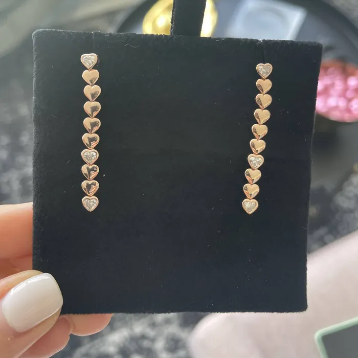 Golden Heart Three Diamond Earrings SG Fine Earrings
