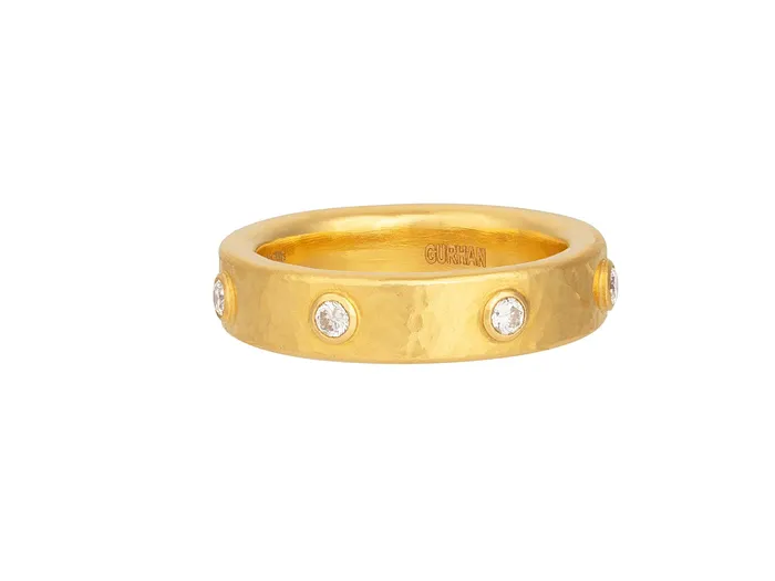GURHAN Bridal Gold Diamond Band Ring 5mm Wide 7Stone GG GOLD TRAD Rings