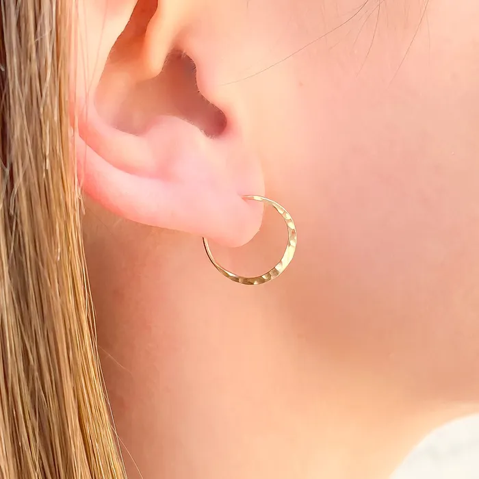 Hoops By Hand Earrings 15mm Hammered Hoop Earrings 14K Gold Filled
