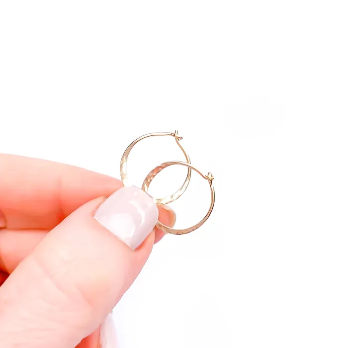 Hoops By Hand Earrings 15mm Hammered Hoop Earrings 14K Gold Filled Hoops By Hand Earrings 15mm Hammered Hoop Earrings 14K Gold Filled