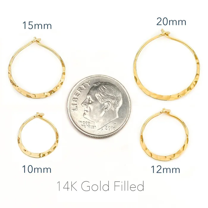 Hoops By Hand Earrings 15mm Hammered Hoop Earrings 14K Gold Filled Hoops By Hand Earrings 15mm Hammered Hoop Earrings 14K Gold Filled