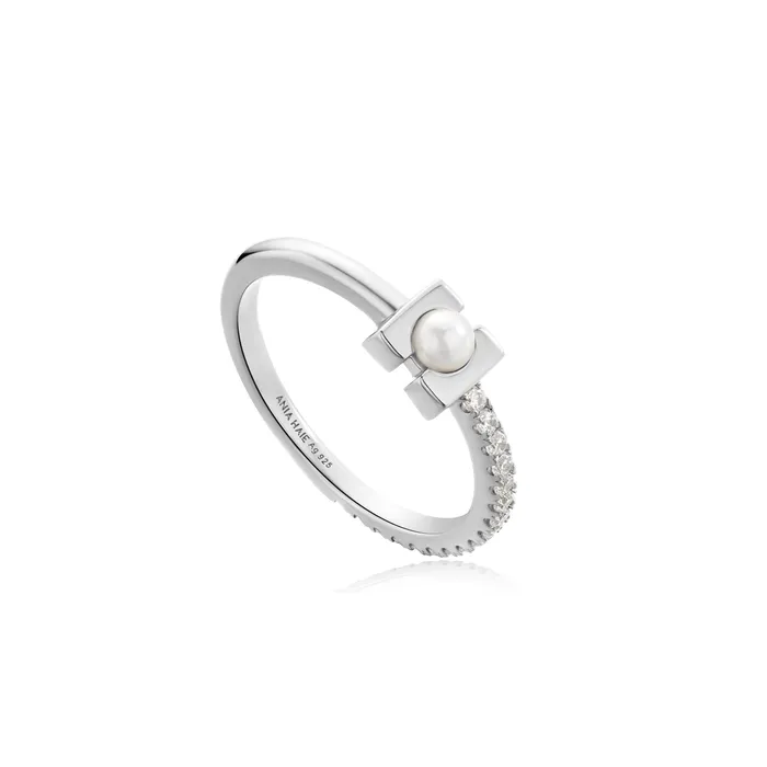 Modern Muse Silver Pearl Modernist Band Ring Ania Haie Rings
