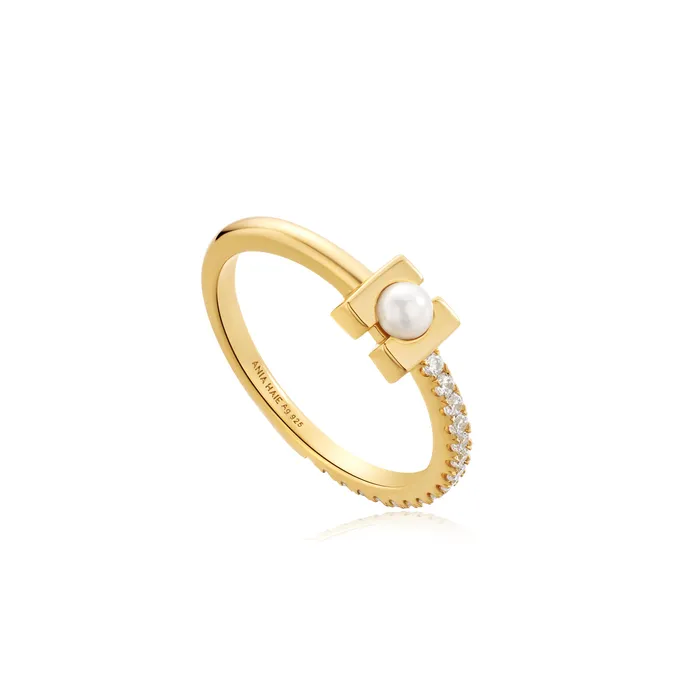 Modern Muse Silver Pearl Modernist Band Ring Ania Haie Rings