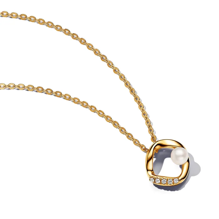 Necklaces Pandora Organically Shaped Pav Circle Treated Freshwater Cultured Pearl Collier Necklace Pandora Necklaces Pandora Organically Shaped Pav Circle Treated Freshwater Cultured Pearl Collier Necklace Pandora