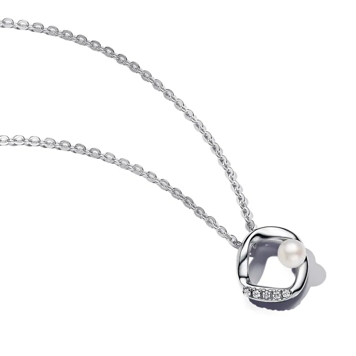 Necklaces Pandora Organically Shaped Pav Circle Treated Freshwater Cultured Pearl Collier Necklace Pandora Necklaces Pandora Organically Shaped Pav Circle Treated Freshwater Cultured Pearl Collier Necklace Pandora