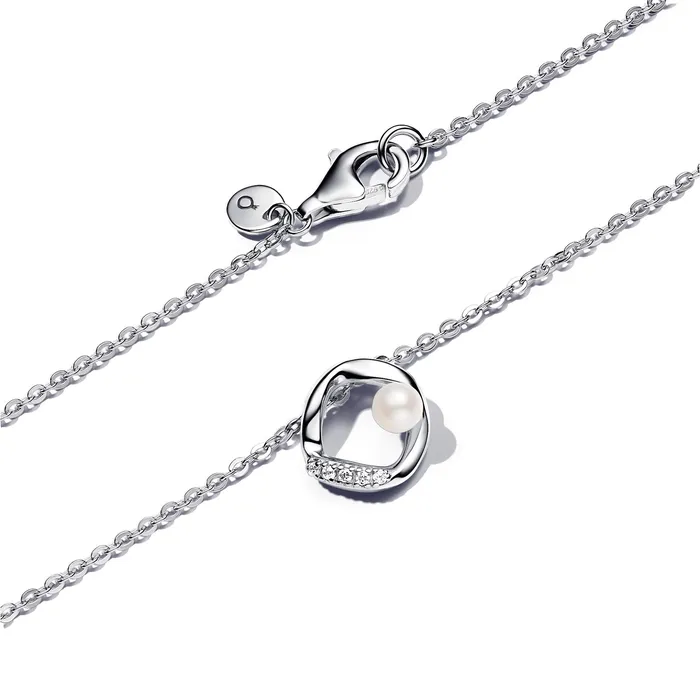 Necklaces Pandora Organically Shaped Pav Circle Treated Freshwater Cultured Pearl Collier Necklace Pandora Necklaces Pandora Organically Shaped Pav Circle Treated Freshwater Cultured Pearl Collier Necklace Pandora