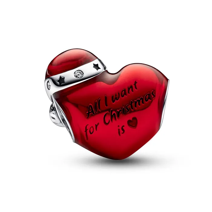 Pandora Charm Necklaces Pandora Metallic Red Christmas Heart Charm