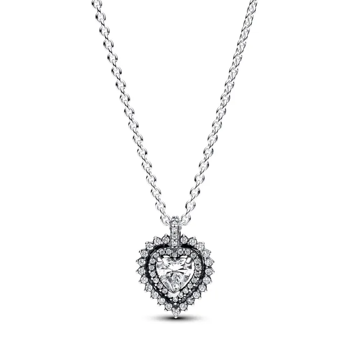 Pandora Necklaces Sparkling Heart Halo Pendant Necklace