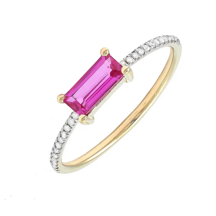 Rings Elisa Ilana 14K Thin Pink Topaz Bar Ring