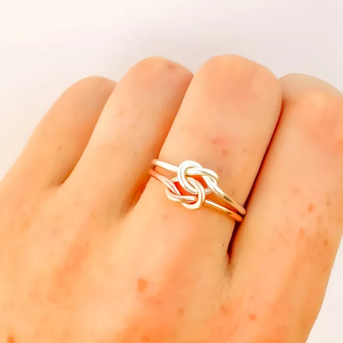 Rings Hoops By Hand SIZE 7 Double Knot Ring 14K Rose Gold Filled 925 Sterling Silver Rings Hoops By Hand SIZE 7 Double Knot Ring 14K Rose Gold Filled 925 Sterling Silver