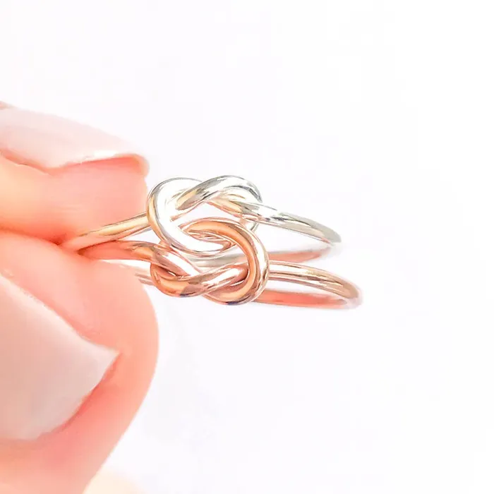 Rings Hoops By Hand SIZE 7 Double Knot Ring 14K Rose Gold Filled 925 Sterling Silver