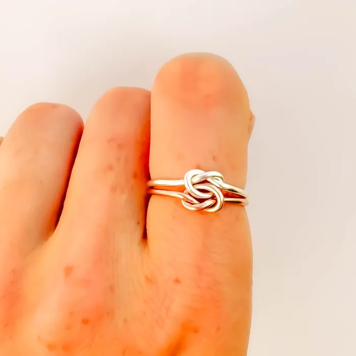 Rings Hoops By Hand SIZE 7 Double Knot Ring 14K Rose Gold Filled 925 Sterling Silver