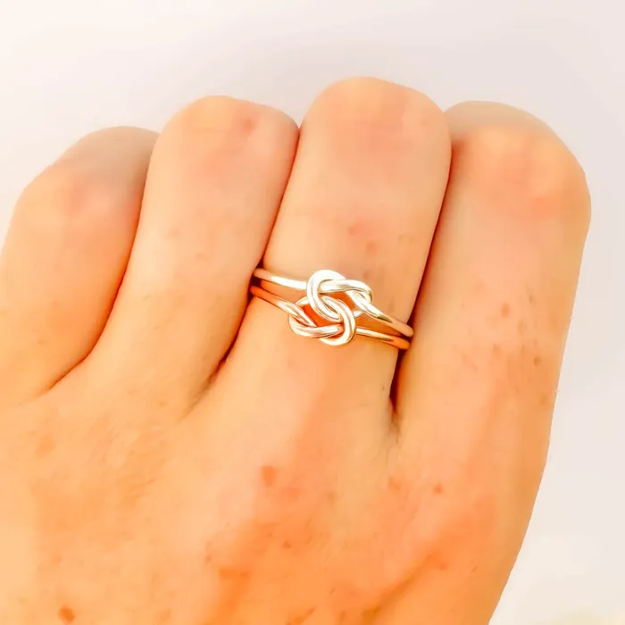 Rings Hoops By Hand SIZE 7 Double Knot Ring 14K Rose Gold Filled 925 Sterling Silver