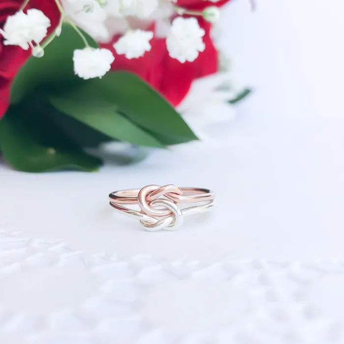 Rings Hoops By Hand SIZE 7 Double Knot Ring 14K Rose Gold Filled 925 Sterling Silver