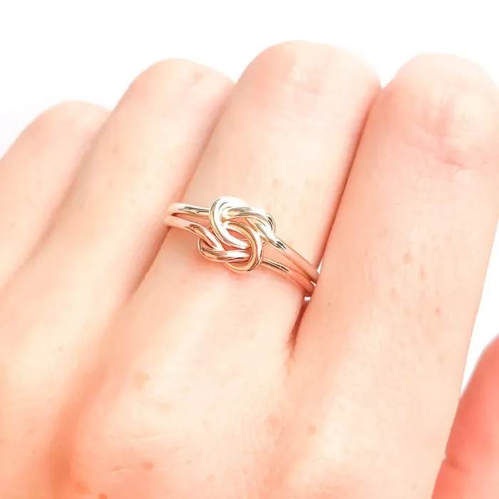 Rings Hoops By Hand SIZE 7 Double Knot Ring 14K Rose Gold Filled 925 Sterling Silver