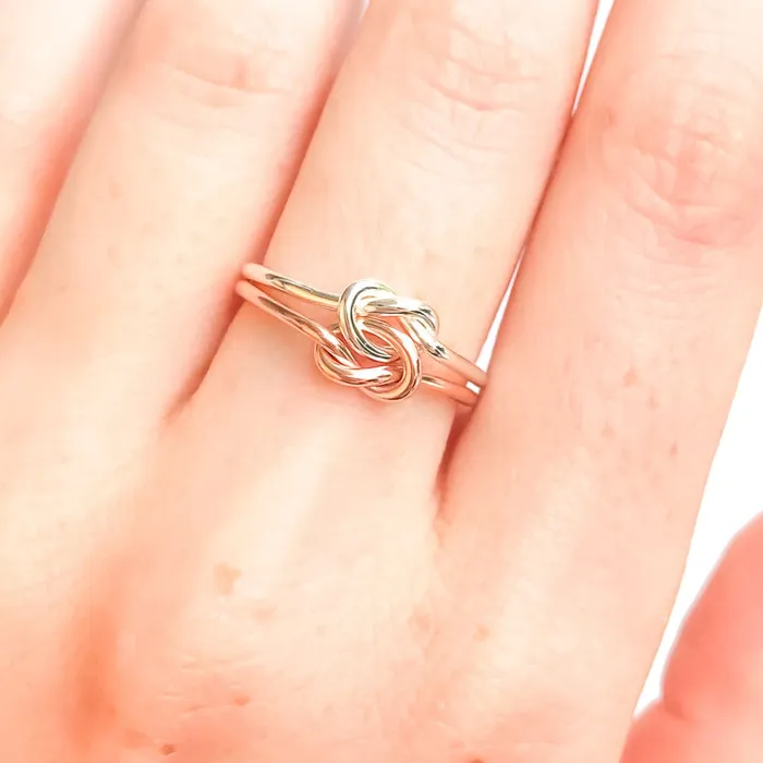 Rings Hoops By Hand SIZE 7 Double Knot Ring 14K Rose Gold Filled 925 Sterling Silver