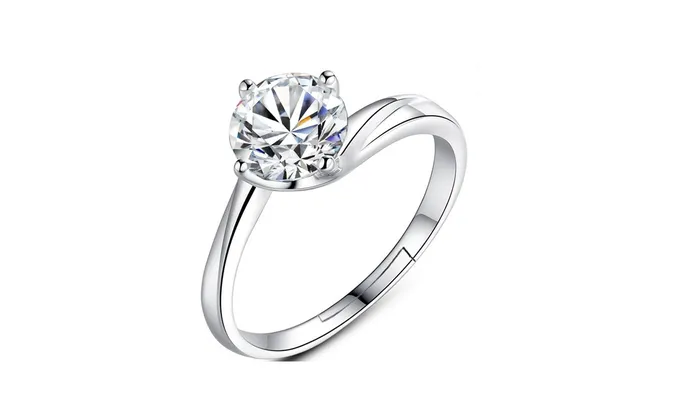 Rings sparklingselections Silver Color Heart Shaped Adjustable Opening Rings for Women Rings sparklingselections Silver Color Heart Shaped Adjustable Opening Rings for Women