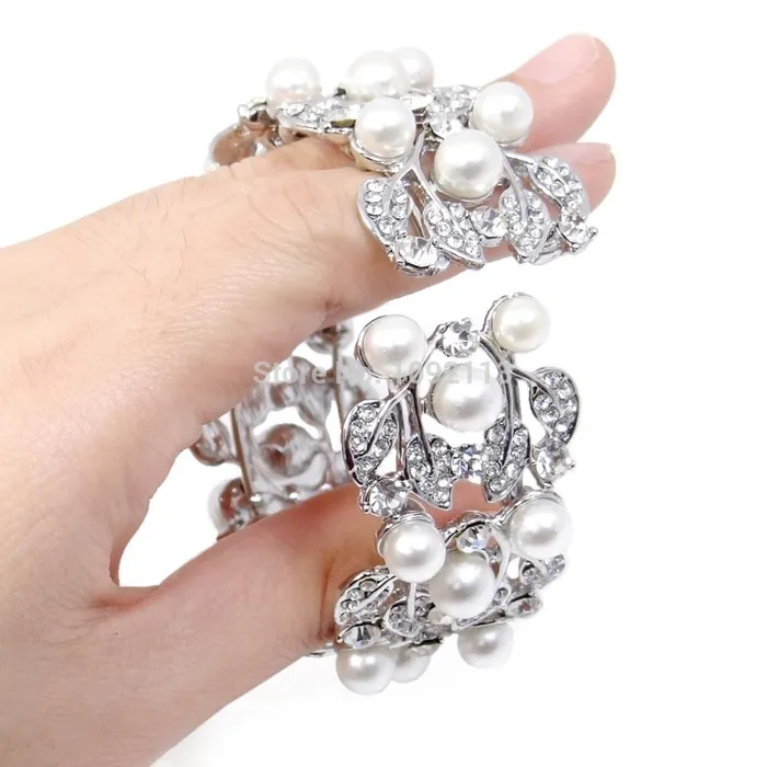 Rings sparklingselections Silver Plated Simulated Pearl Bridal Bangle Rings sparklingselections Silver Plated Simulated Pearl Bridal Bangle