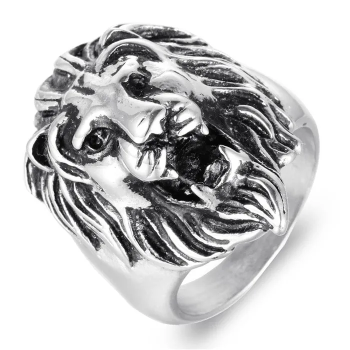 Rings sparklingselections Titanium Steel Lion Head Man Ring Punk Personality Stainless Steel Lion Ring Rings sparklingselections Titanium Steel Lion Head Man Ring Punk Personality Stainless Steel Lion Ring