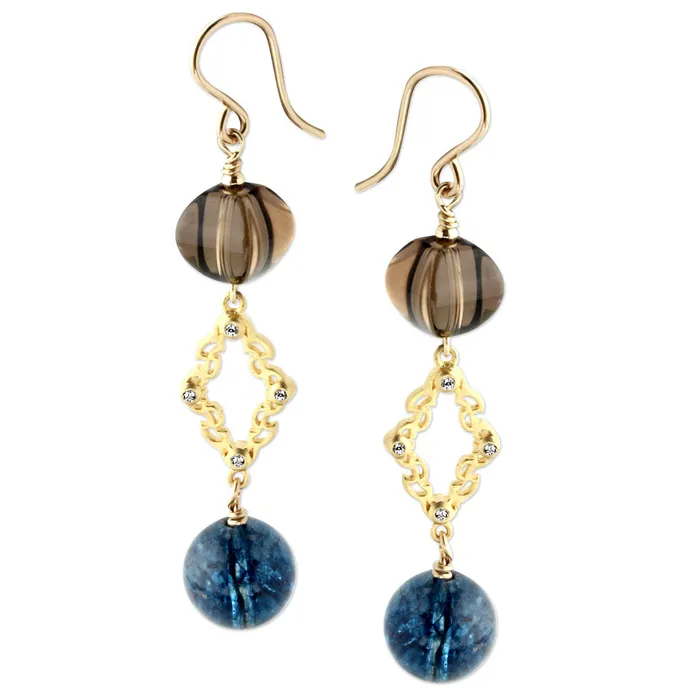 Smoky Quartz Blue Topaz Earrings344613 Elisa Ilana Earrings
