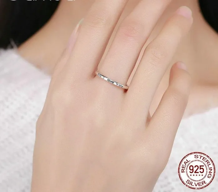 Sparkling Selection Rings 100 Authentic 925 Sterling Silver Live Love Life Letter Engrave Finger Ring for Women Sparkling Selection Rings 100 Authentic 925 Sterling Silver Live Love Life Letter Engrave Finger Ring for Women