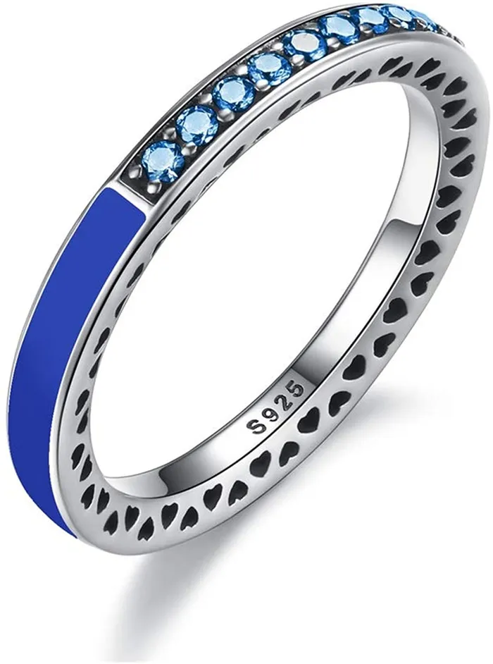 sparklingselections 925 Sterling Silver Radiant Hearts Enamel Engagement Ring For Womens Fashion Silver Radiant Heart Air Blue Wedding Ring Bands Rings sparklingselections 925 Sterling Silver Radiant Hearts Enamel Engagement Ring For Womens Fashion Silver Radiant Heart Air Blue Wedding Ring Bands Rings