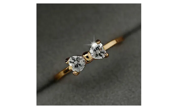 sparklingselections Gold Plated Zircon Crystal Engagement Finger Bow Ring For Women Rings sparklingselections Gold Plated Zircon Crystal Engagement Finger Bow Ring For Women Rings