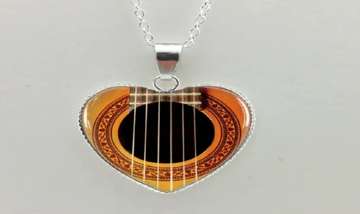 sparklingselections Necklaces Girls Glass Cabochon Guitar Sound Hole Pendant Necklace sparklingselections Necklaces Girls Glass Cabochon Guitar Sound Hole Pendant Necklace