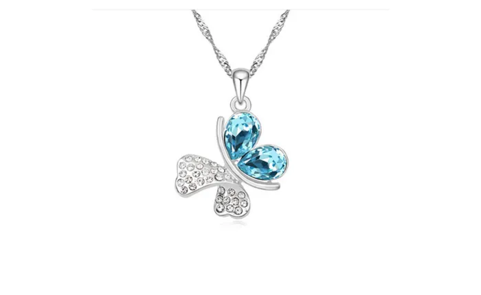 sparklingselections Necklaces Imitation Silver Plated Statement Butterfly Crystal Pendant Necklace sparklingselections Necklaces Imitation Silver Plated Statement Butterfly Crystal Pendant Necklace