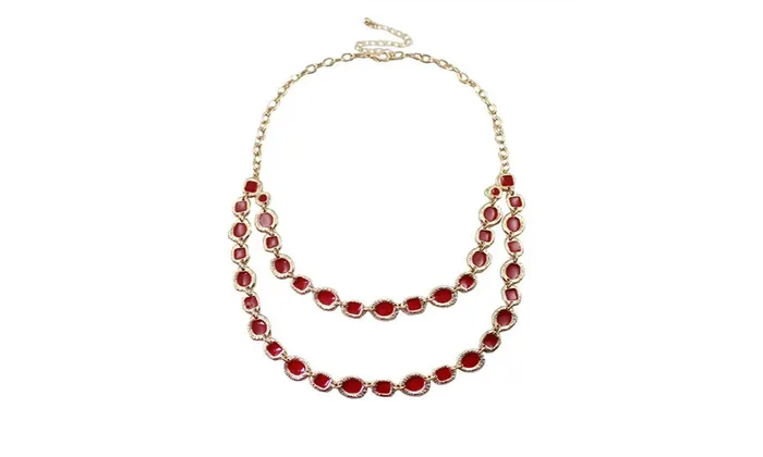 sparklingselections Necklaces Womens Simple Red Hand Cut Multilayer Short Necklace sparklingselections Necklaces Womens Simple Red Hand Cut Multilayer Short Necklace