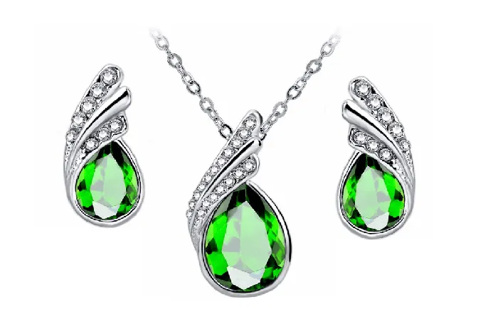 sparklingselections New Silver Color Longway Fashion Rhinestone Jewelry Sets Necklaces sparklingselections New Silver Color Longway Fashion Rhinestone Jewelry Sets Necklaces
