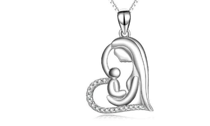 sparklingselections Real Pure 925 Sterling Silver Mother And Child Love Heart Pendant Necklace Necklaces sparklingselections Real Pure 925 Sterling Silver Mother And Child Love Heart Pendant Necklace Necklaces