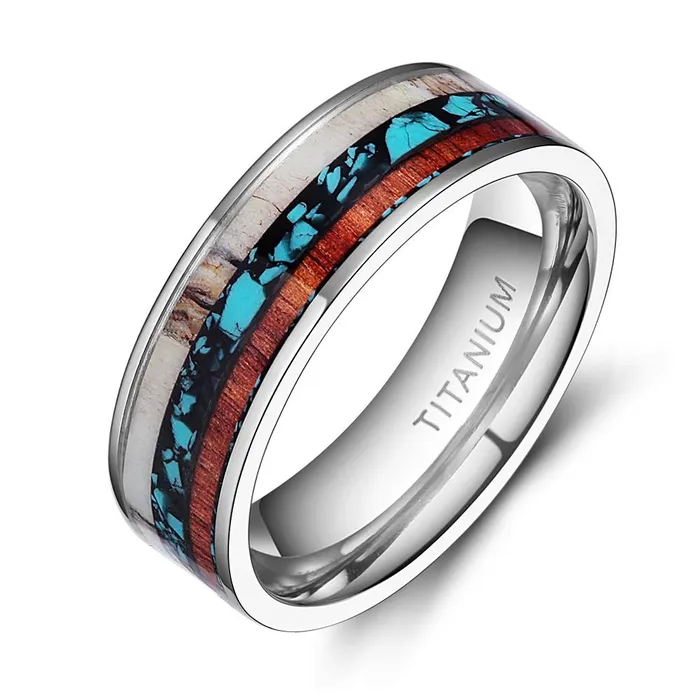 sparklingselections Rings Vintage 8mm Men Genuine Deer Titanium Ring sparklingselections Rings Vintage 8mm Men Genuine Deer Titanium Ring
