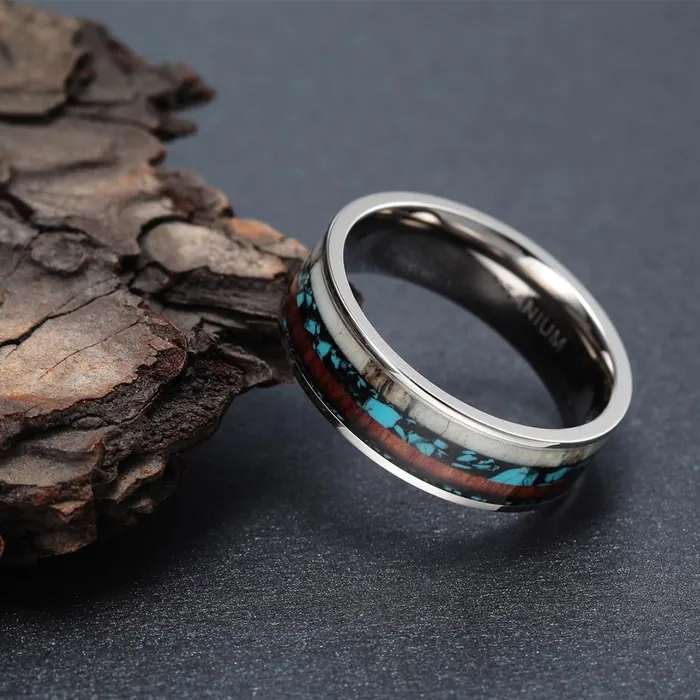 sparklingselections Rings Vintage 8mm Men Genuine Deer Titanium Ring sparklingselections Rings Vintage 8mm Men Genuine Deer Titanium Ring